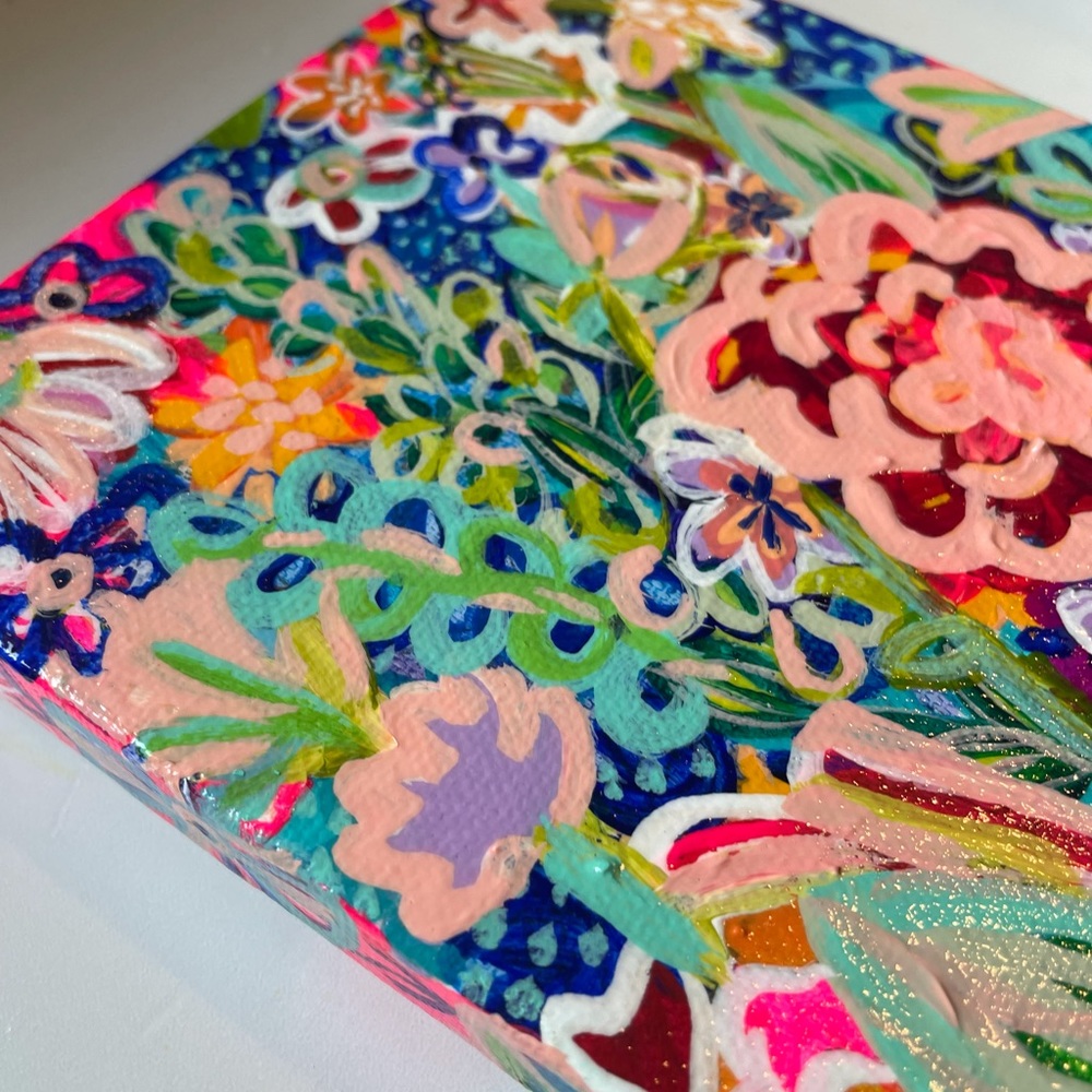 SOLD Original Art - Acrylic Contemporary Painting, Flowers, Garden/Surf Vibes - Picture 7 of 13